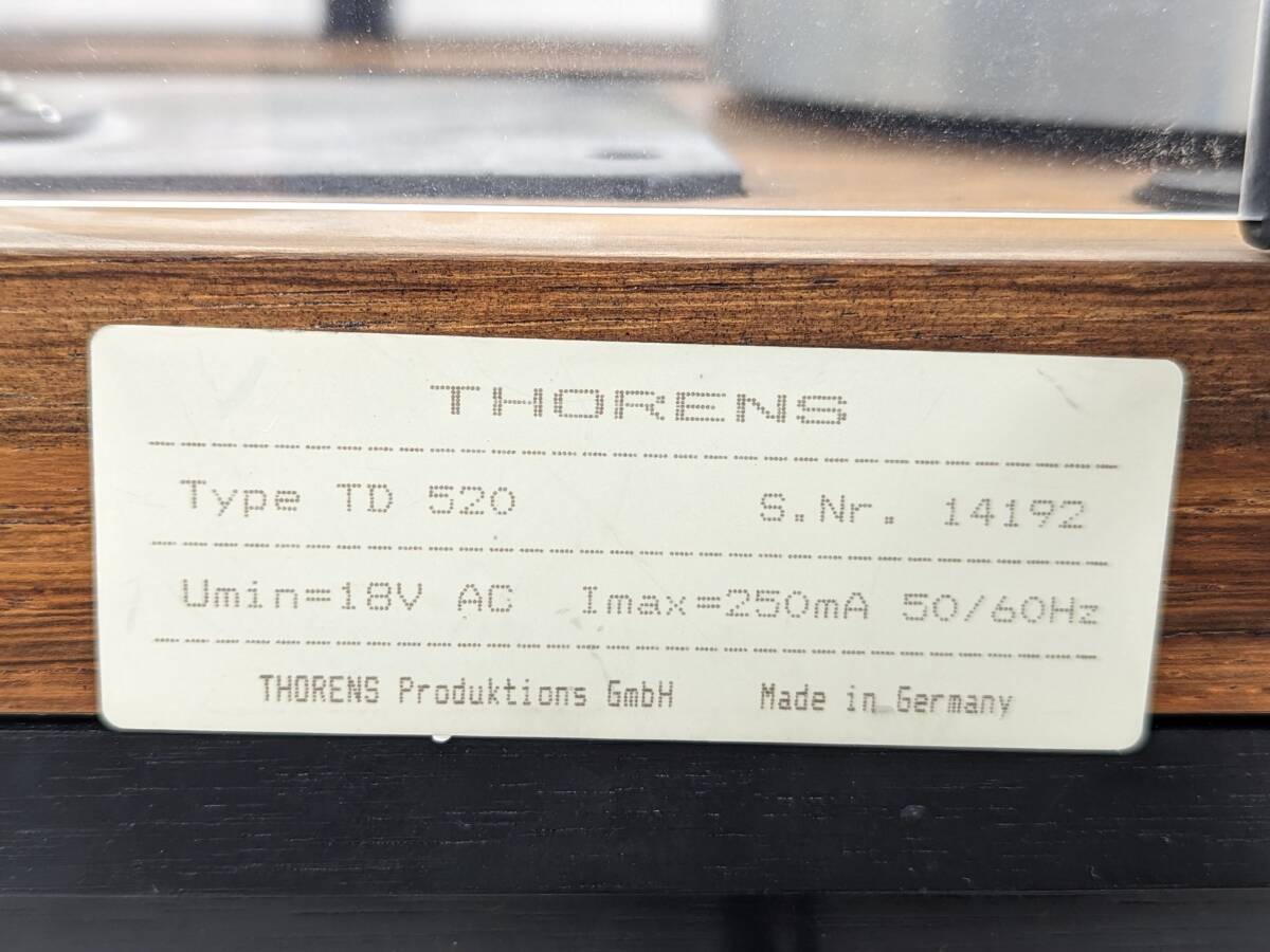 ◆◇THORENS TD520 SME 3012R レコードプレーヤー トーンアーム TPN-2000 強化電源 トーレンス 動作品 説明書付き◇◆の画像8