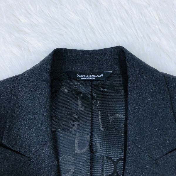 ドルチェ&ガッバーナ　Dolce&Gabbana スーツ　セットアップ　テーラードジャケット　グレー　46 総裏　センターベンド　ロゴ裏地　メンズ_画像6