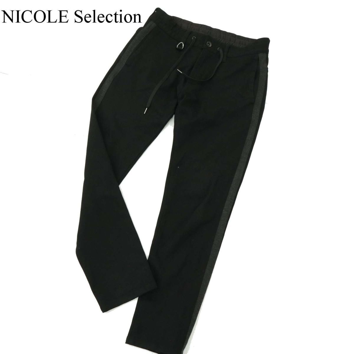 20AW★ NICOLE Selection ニコル セレクション 通年 サイドライン★ イージー ストレッチ スリム パンツ Sz.44　メンズ 黒　A3B05664_C#R_画像1