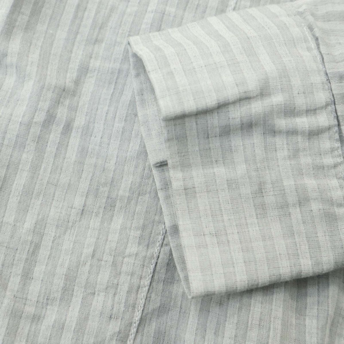 VADEL × MEN\'S MELROSEba Dell × мужской Melrose лен linen.* длинный рукав крюк кнопка полоса рубашка Sz.S мужской пепел A4T02163_3#A