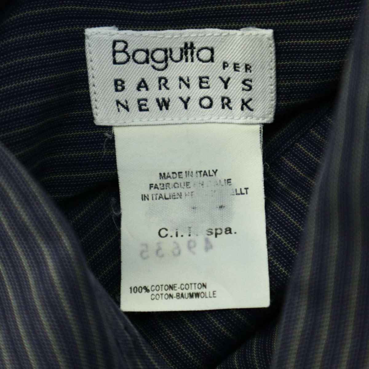 イタリア製 Bagutta × BARNEYS NEWYORK バグッタ バーニーズニューヨーク 長袖 ストライプ シャツ Sz.37-14 1/2 /34 メンズ　A4T02336_3#C_画像5