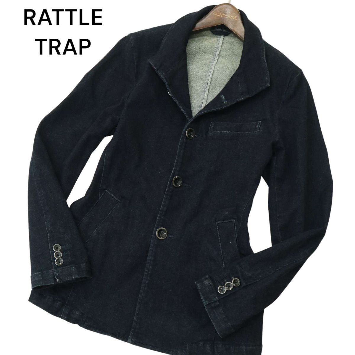 RATTLE TRAP メンズビギ 通年 スタンドカラー★ ストレッチ スリム 真紺 デニム ジャケット Sz.M　メンズ　A4T02347_3#O_画像1