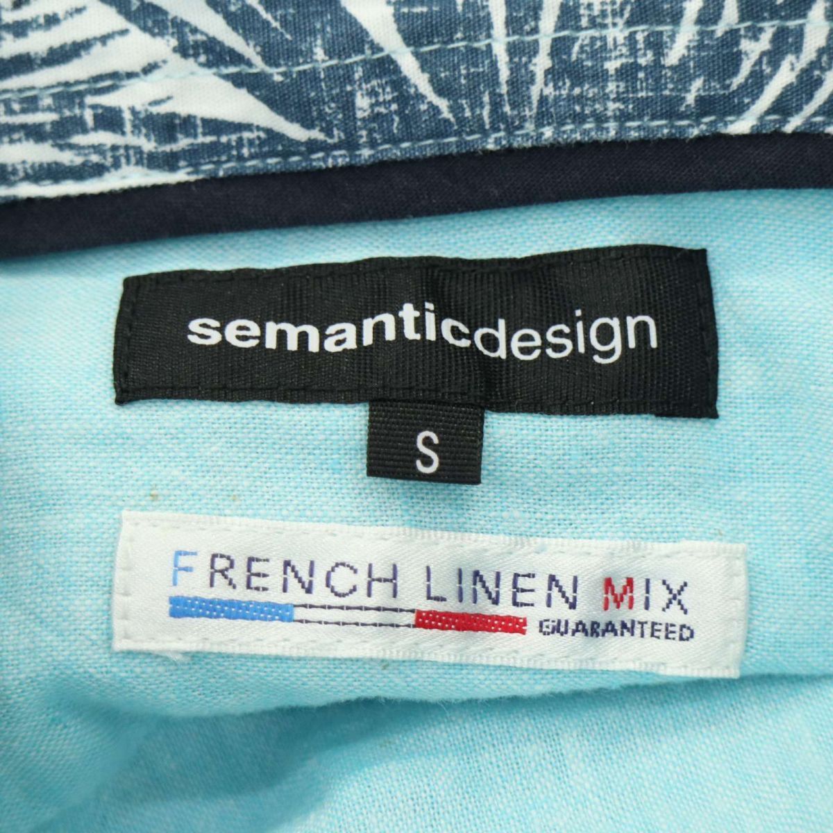 【新品 未使用】 semantic design セマンティック デザイン 春夏 麻 フレンチ リネン混★ 7分袖 シャツ Sz.S メンズ A4T02535_3#Aの画像5
