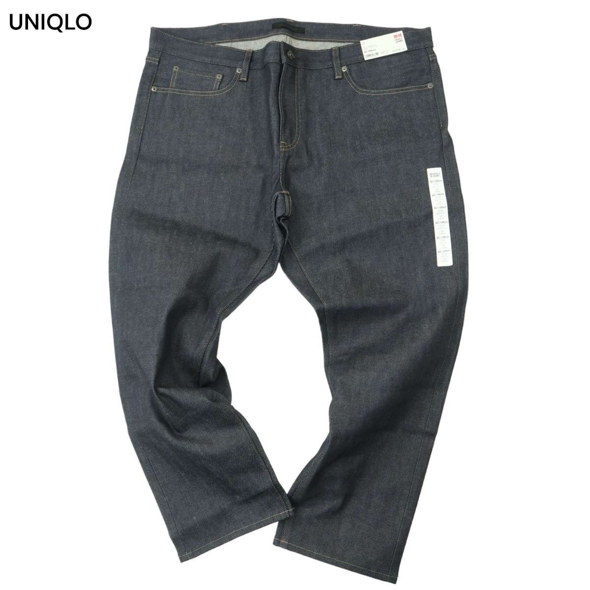 新品★ 未使用 UNIQLO ユニクロ ストレッチ セルビッジ★ 赤耳 SLIM FIT デニム パンツ ジーンズ Sz.42　メンズ 大きい 特大　A4B01342_3#R_画像1