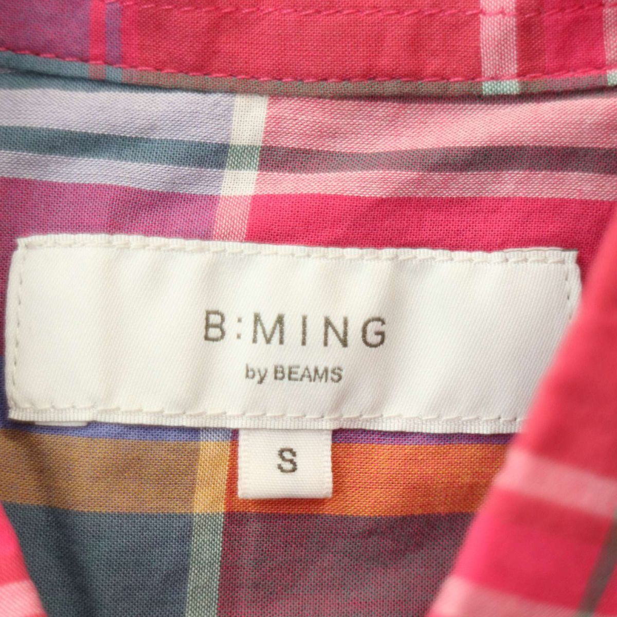 B:MING by BEAMS ビームス 通年★ 長袖 ボタンダウン チェック シャツ Sz.S　メンズ　A4T02739_3#C_画像5