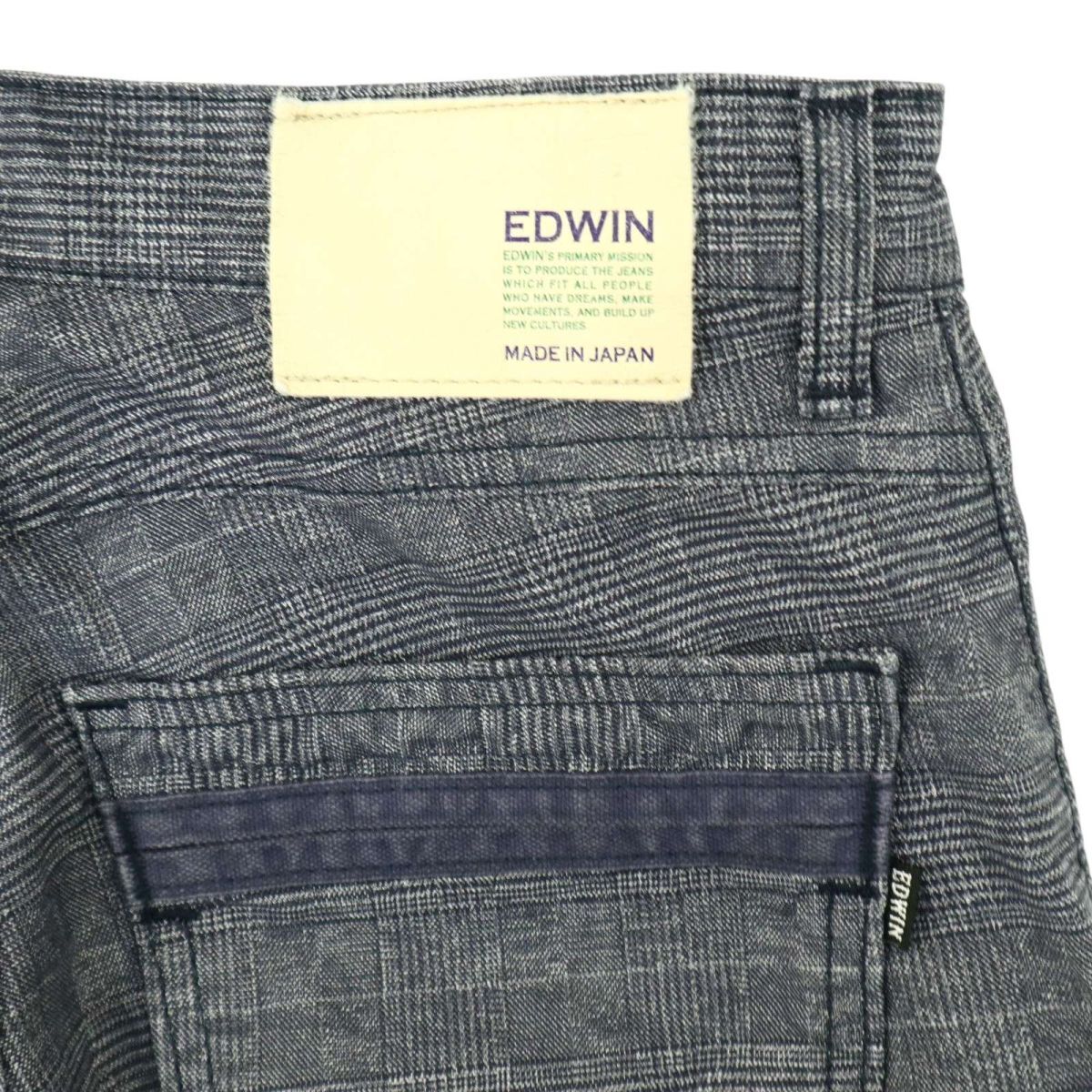 EDWIN エドウィン E43FCS 春夏 麻 リネン混★ ストレッチ グレンチェック パンツ Sz.29　メンズ 日本製　A4B01483_3#P_画像8