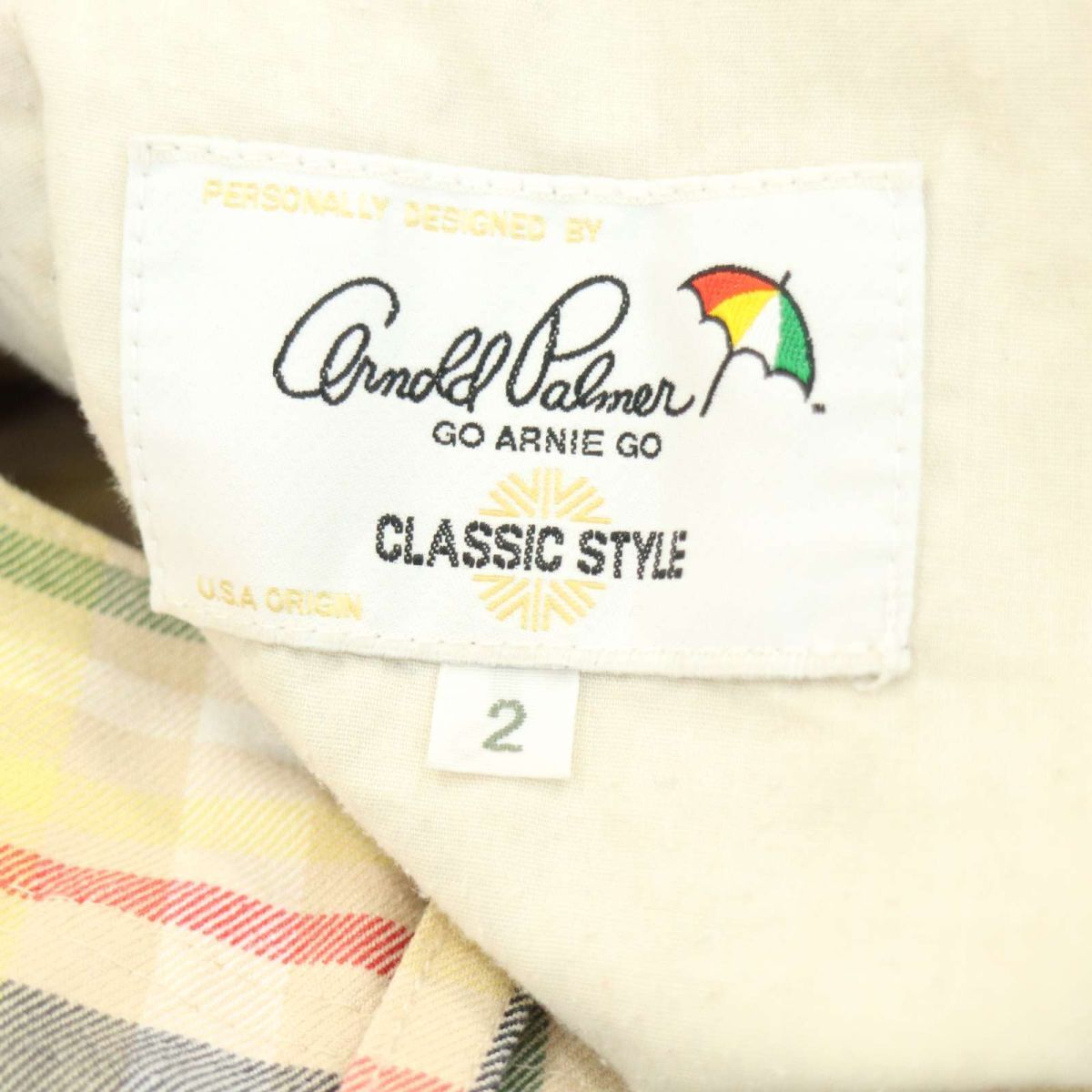 arnold palmer Arnold Palmer through year parasol embroidery * check strut pants Sz.2 men's A4B01473_3#R