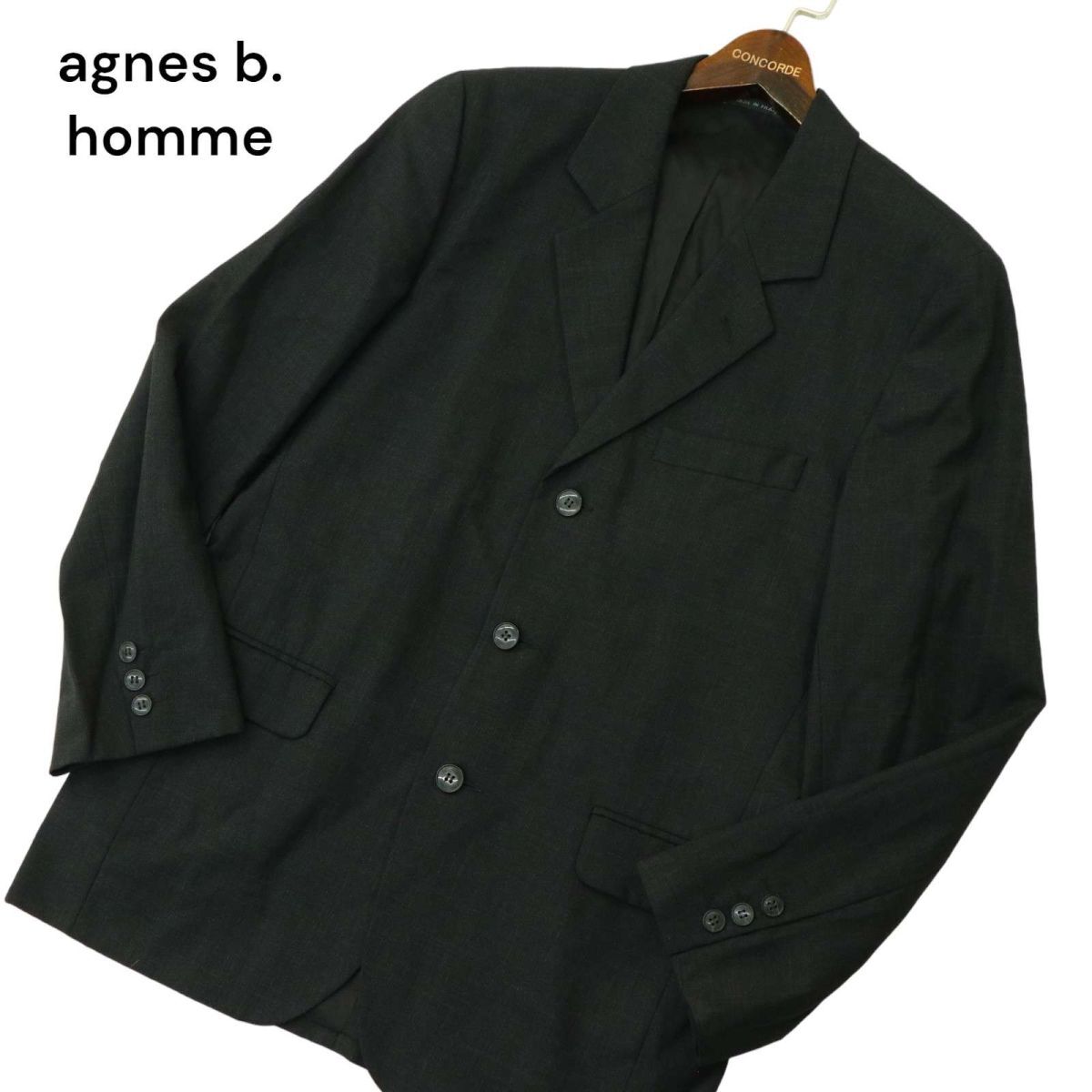 フランス製★ agnes b. homme PARIS アニエスベー オム 通年 総裏 テーラード ジャケット Sz.48　メンズ グレー　A4T03097_3#O_画像1