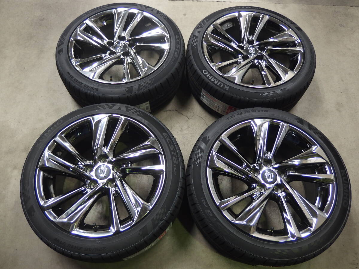 未使用タイヤセット!! TOYOTA 220系 クラウン RSアドバンス純正 + KUMHO ECSTa PS31 225/45R18 4本セット