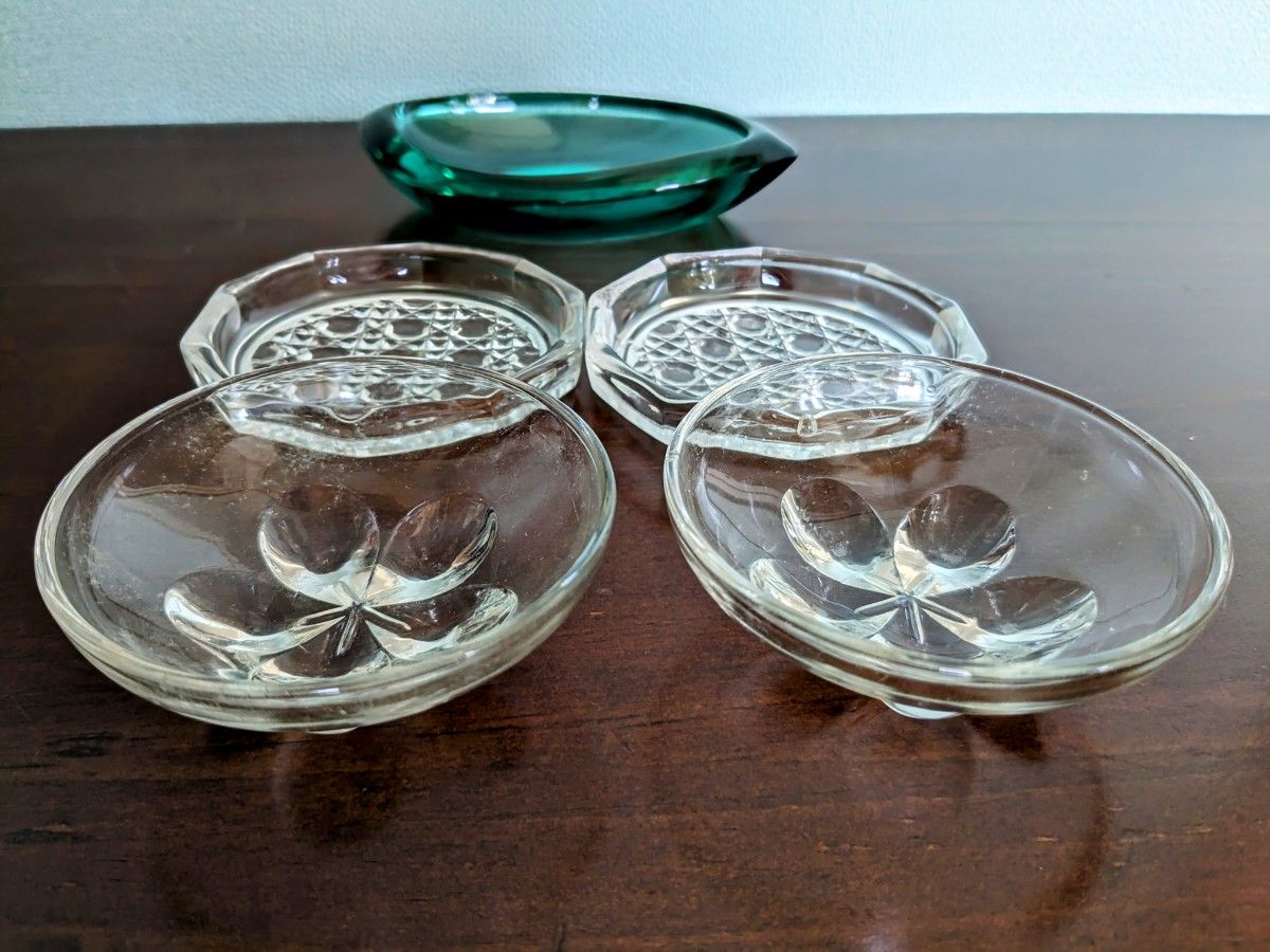 和ガラス  小鉢  小皿  昭和レトロ ガラス コースター  5点セット