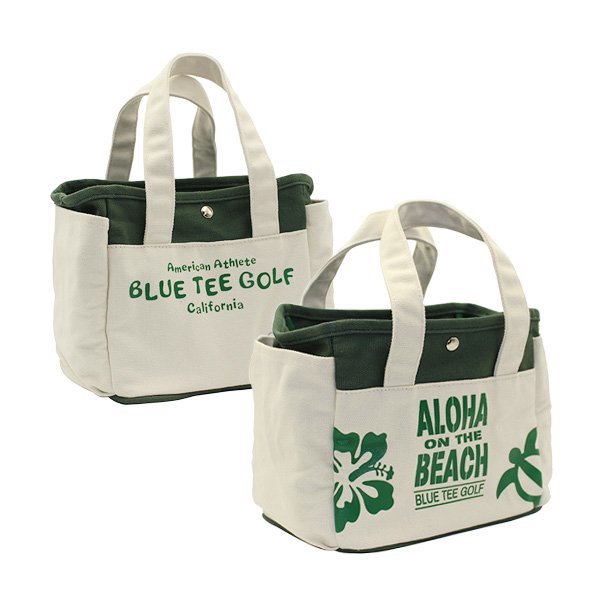 ■4 送料無料【グリーン】ブルーティーゴルフ ALOHA ON THE BEACHラウンドトートバッグ【TT-004】 BLUE TEE GOLF_画像1