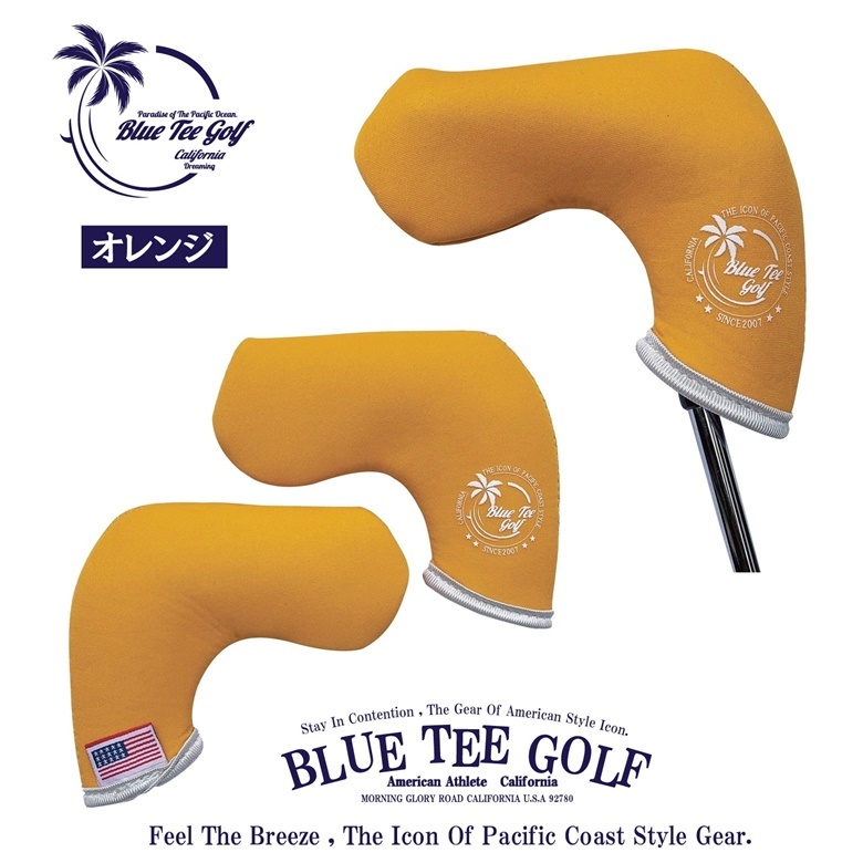 ※6送料無料【オレンジ：カリフォルニアサーフ】ブルーティーゴルフ【ネオプレーン　ブレード型】PHCB-001 パターカバー BLUE TEE GOLF_画像1