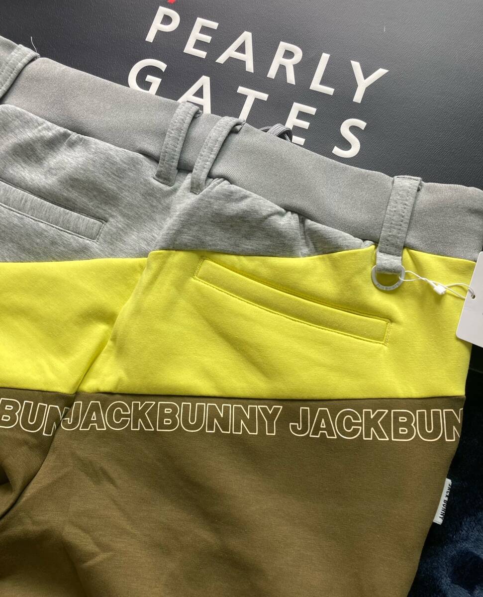 新品 パーリーゲイツ ジャックバニー パネル切り替え イージーパンツ(5)サイズL/カーキ PEARLY GATES JACK BUNNY