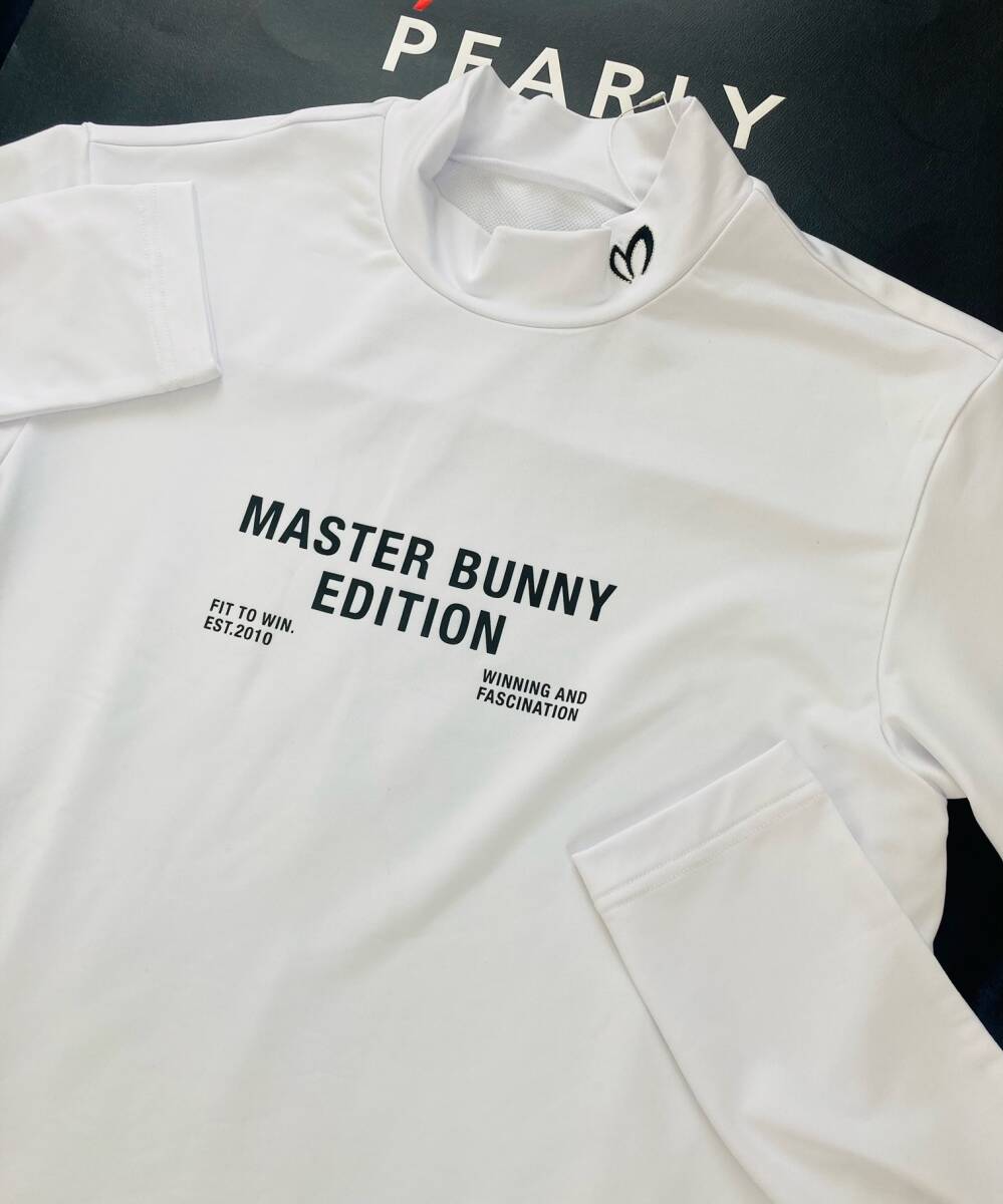 新品 パーリーゲイツ マスターバニー 差込起毛 ハイネック長袖カットソー(4)サイズM/白 MASTER BUNNY EDITION_画像1