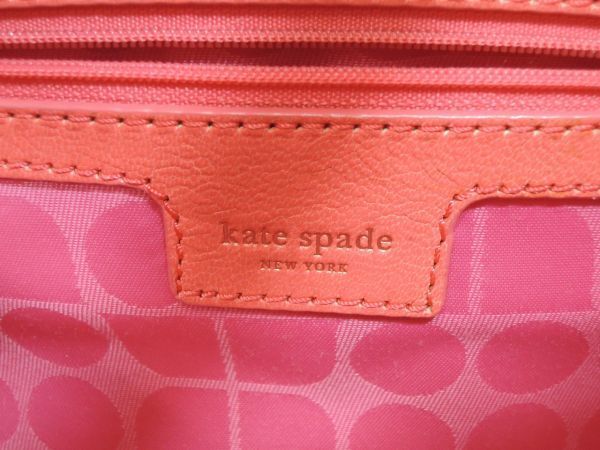 kate spade ケイトスペード 籠バッグ カゴバッグ フラップ ターンロック ピンクレザー 0313の画像8