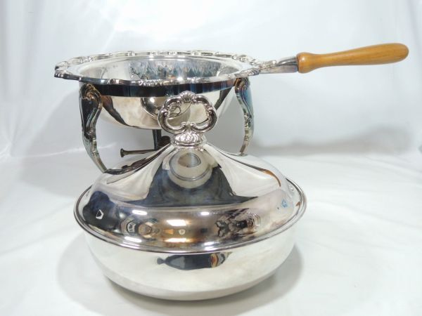 F.B. Rogers Silver Company Roger z silver stand & burner saucepan bo Wolf ta cover summarize set 0315