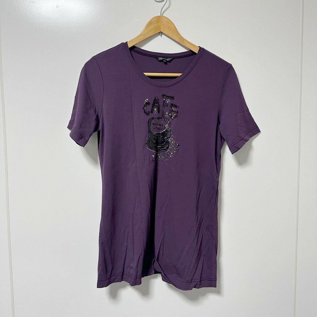 バレンザ VALENZA シャツ 半袖Tシャツ ラインストーン 42 L 紫 パープル (RF-010)_画像1