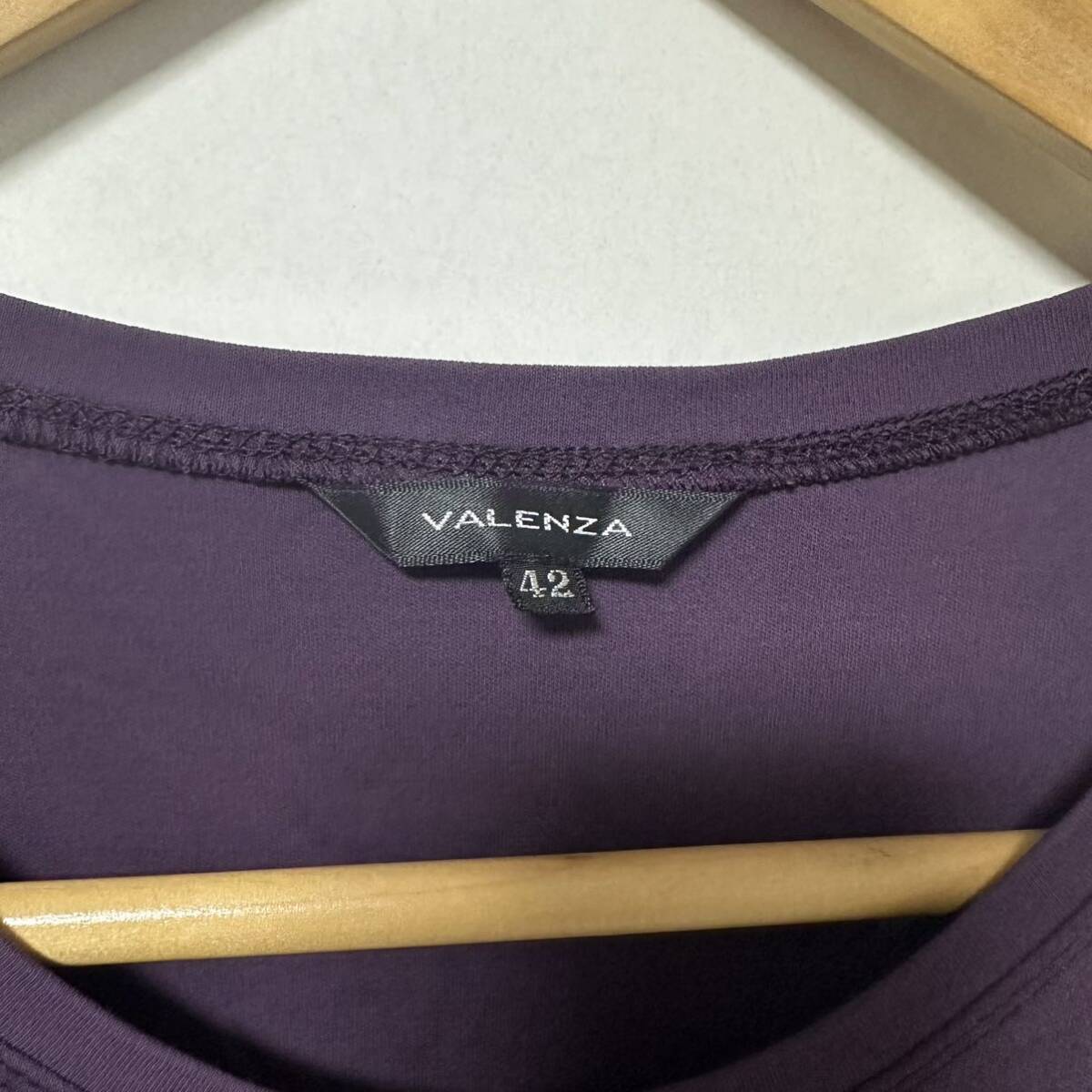 バレンザ VALENZA シャツ 半袖Tシャツ ラインストーン 42 L 紫 パープル (RF-010)_画像3