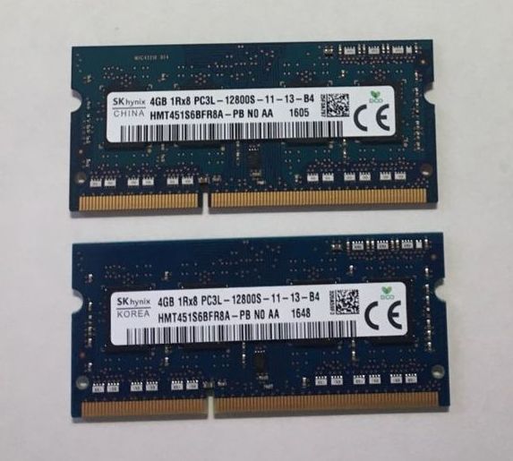 【修理部品 パーツ】 ノートパソコン用メモリ SKhynix製 DDR3L-1600 PC3L-12800S　8GB (4GB 2枚組) 中古品_画像1