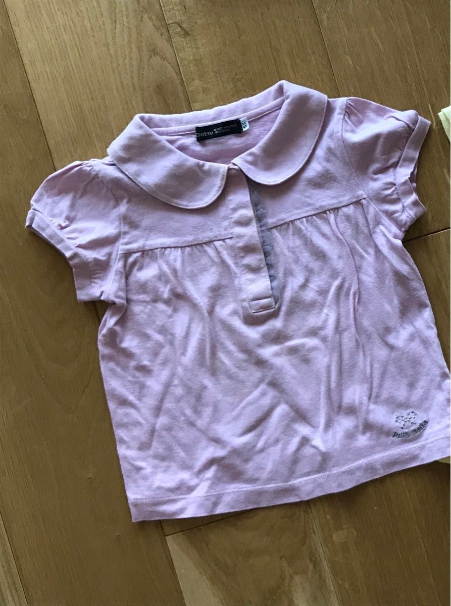 べべ　BeBe 半袖　Tシャツ　ポロシャツ　女の子　ピンク　パープル　保育園着　遊び着　ブランド　100