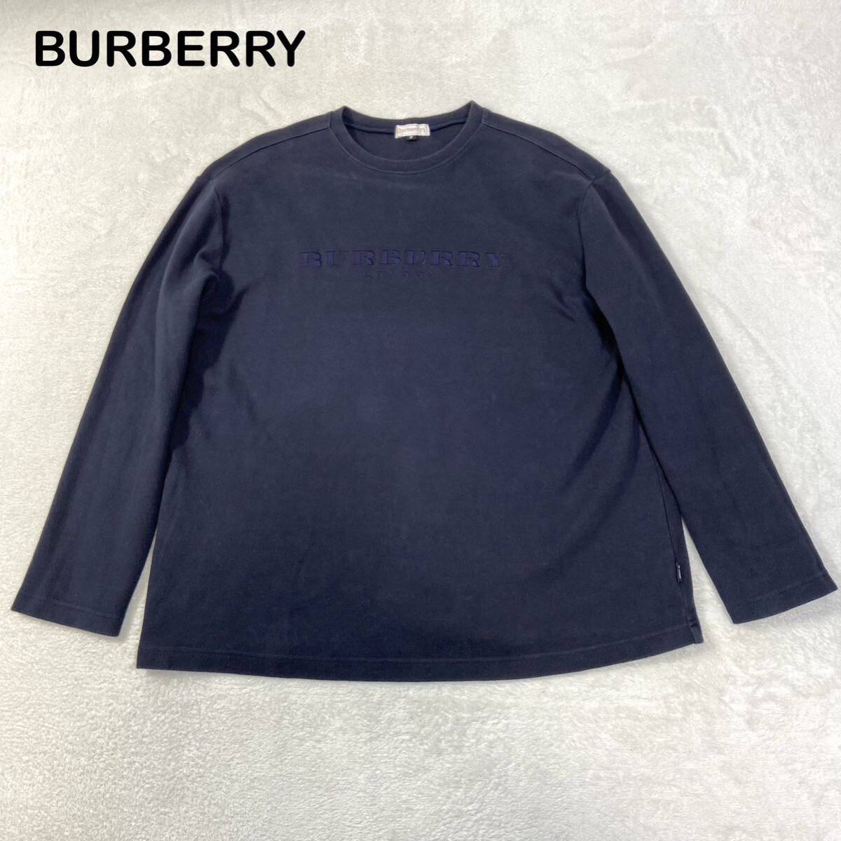 デザインGood! Burberry Burberrys ロゴ刺繍　スウェット　トレーナー　レディース　ネイビー_画像1