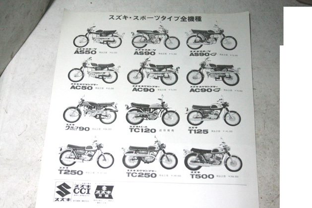 60sスズキパンフレットAS50AS90AC50AC90ウルフ90ウルフ125TC120T125T250TC250T500 検コレダセルペットK125ハスラーTS12550TS250バンバンRGの画像9