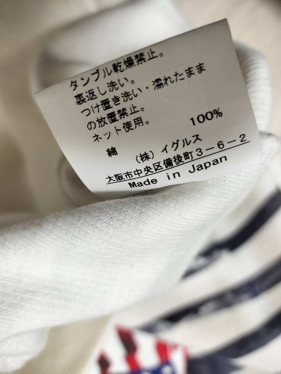 SANTAFE/サンタフェ/ボーダー×星条旗かすれ染み込みプリント/プルオーバースウェット/SIZE50/XL/ビッグシルエット_画像4