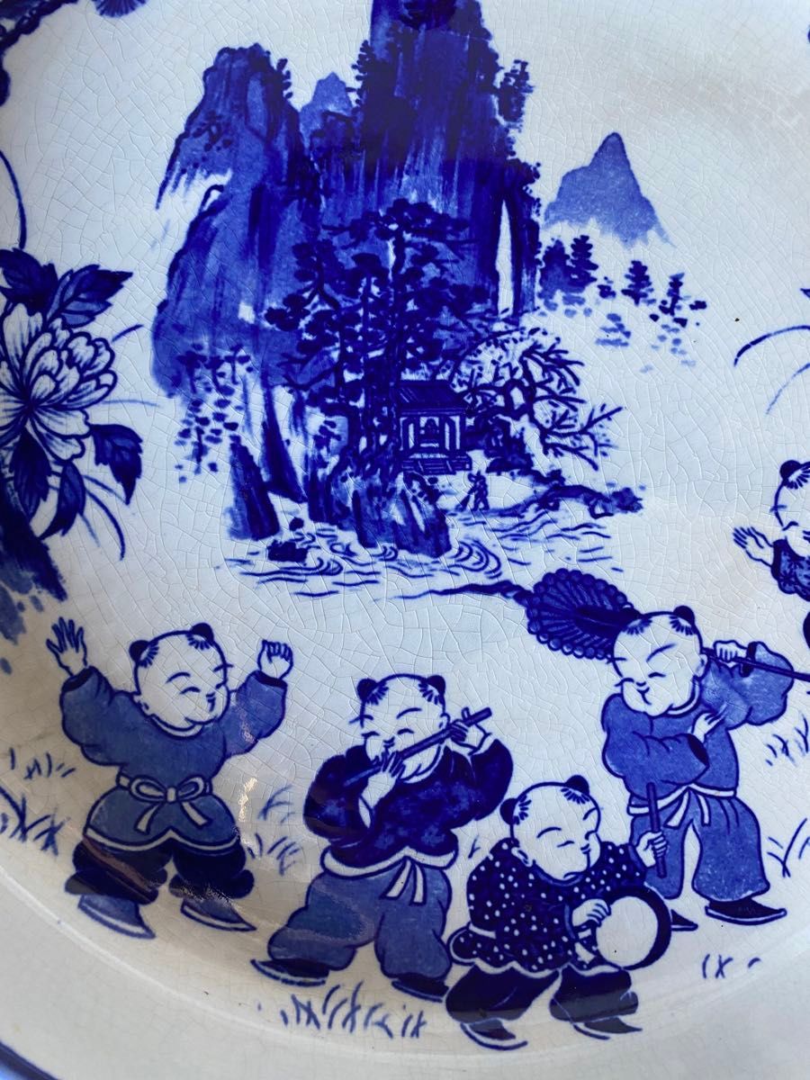 中国古玩 染付 古染付 青花 唐物 時代物 飾り皿 大皿 深皿 中国古玩 染付 古染付 青花 唐物 時代物 飾り皿 大皿 深皿