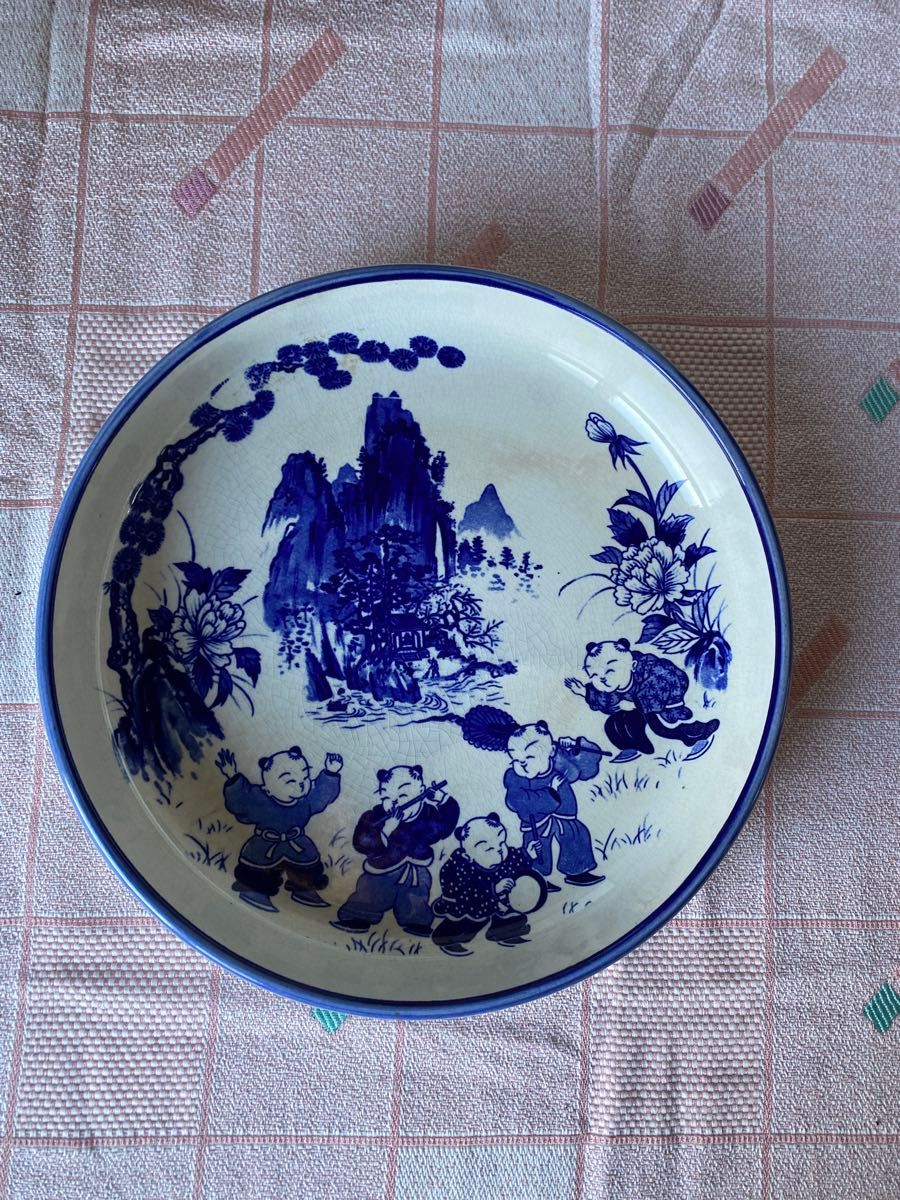 中国古玩 染付 古染付 青花 唐物 時代物 飾り皿 大皿 深皿 中国古玩 染付 古染付 青花 唐物 時代物 飾り皿 大皿 深皿