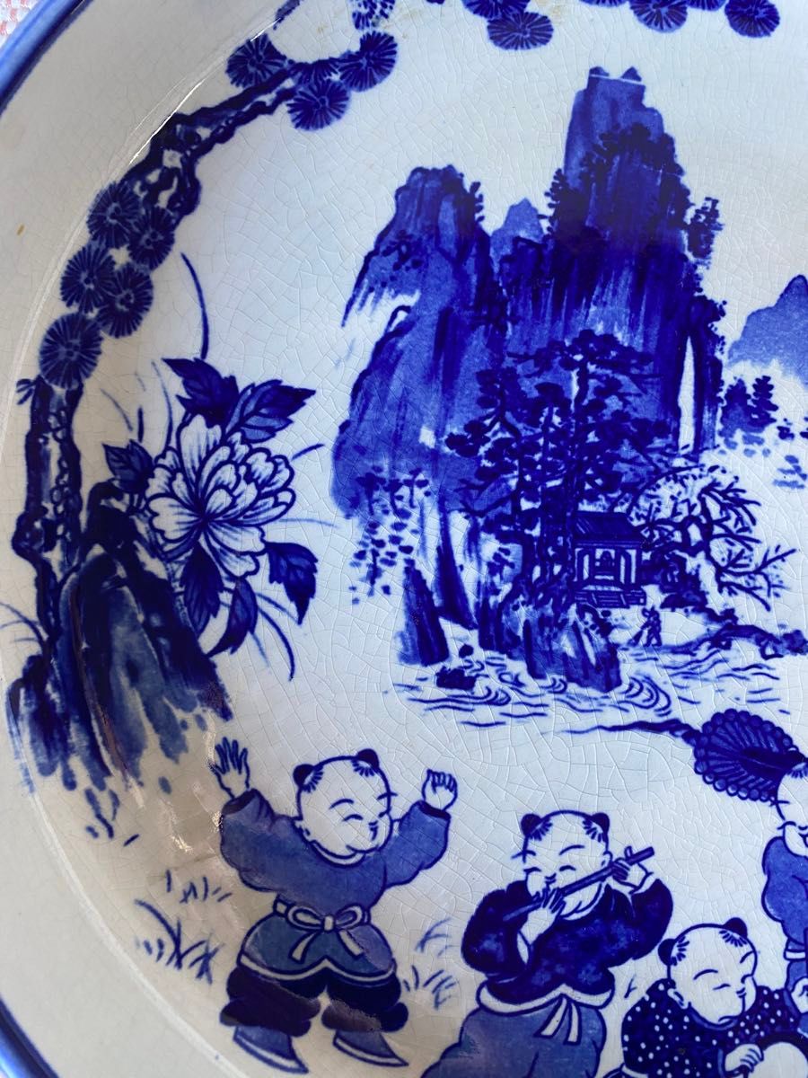 中国古玩 染付 古染付 青花 唐物 時代物 飾り皿 大皿 深皿 中国古玩 染付 古染付 青花 唐物 時代物 飾り皿 大皿 深皿