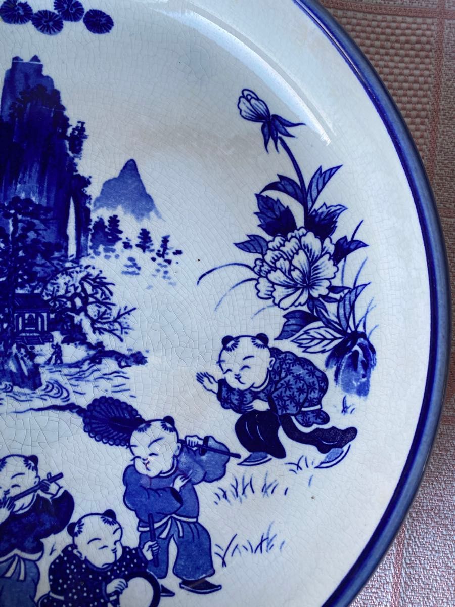 中国古玩 染付 古染付 青花 唐物 時代物 飾り皿 大皿 深皿 中国古玩 染付 古染付 青花 唐物 時代物 飾り皿 大皿 深皿