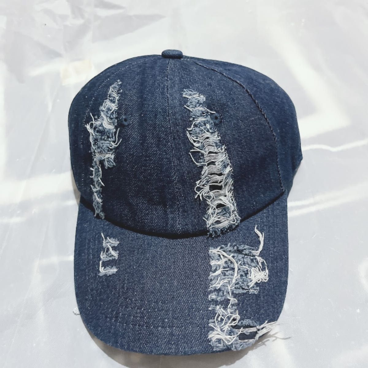クラッシュデニム キャップ 帽子 韓国 メンズ レディース UVカット デニム帽子