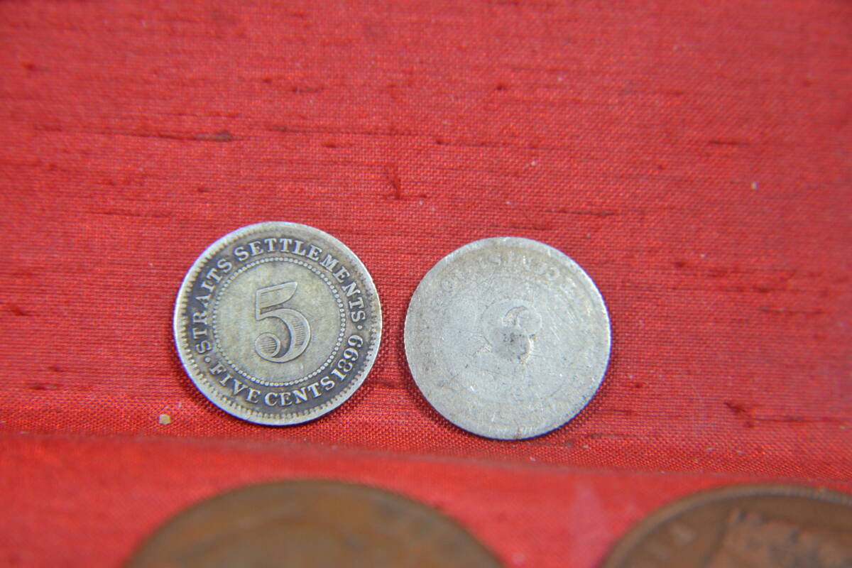 身辺整理・海峡植民地銀貨5枚ヴィクトリア銅貨3枚エドワード銅貨１枚セント4枚_画像3