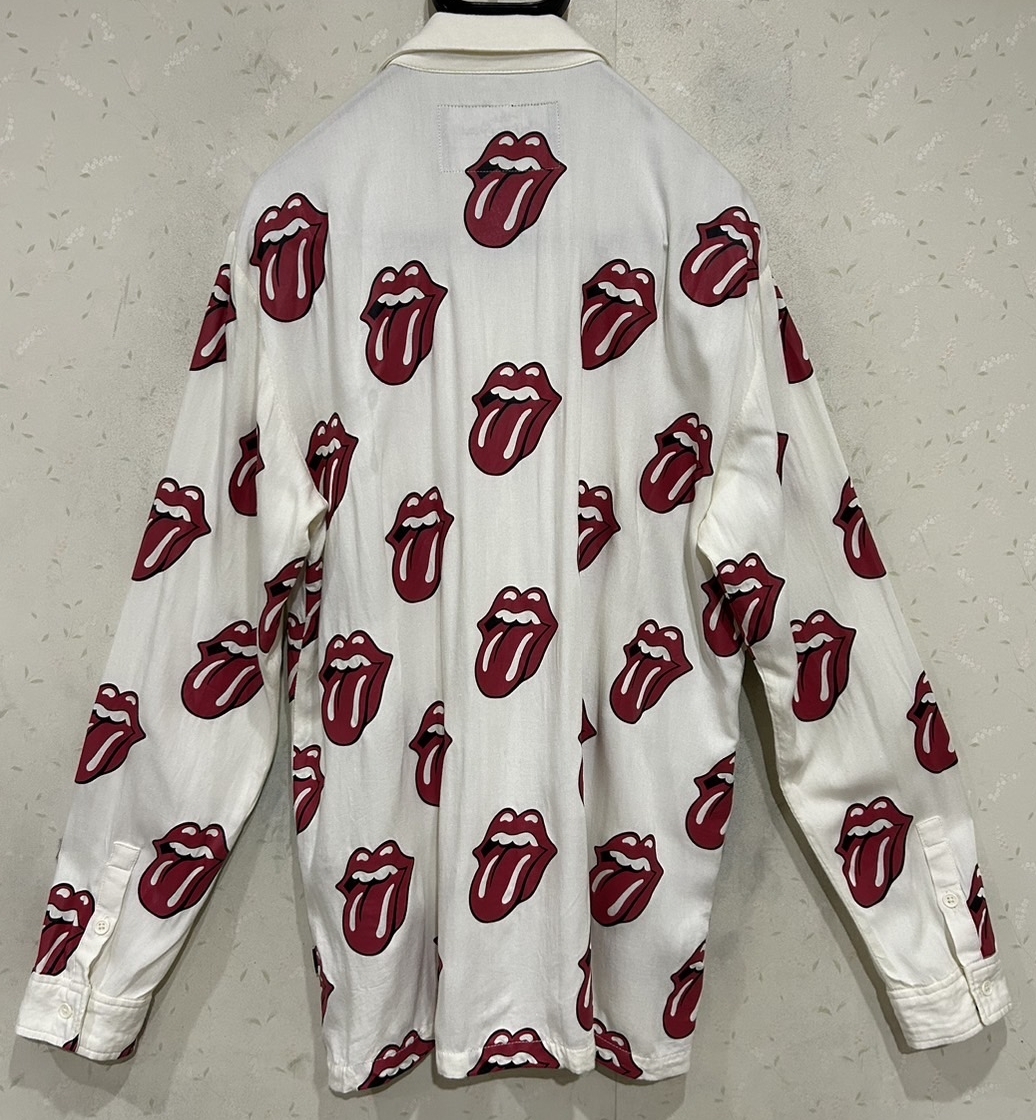 ＊グラム glamb × ローリングストーンズ The Rolling Stones レーヨン 総柄 オープンカラーシャツ トップス 3　　　　　　　　　BJBD.C_画像2