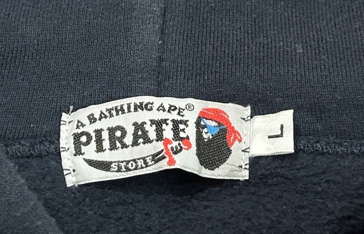 ＊アベイシングエイプ A BATHING APE 海賊 プリント スウェット ダブルジップパーカー L 　　　　　　　　BJBD.C_画像9