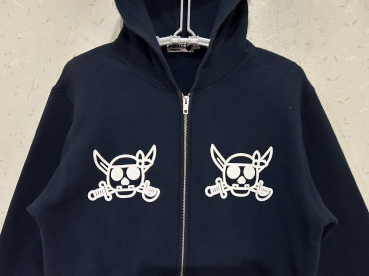 ＊アベイシングエイプ A BATHING APE 海賊 プリント スウェット ダブルジップパーカー L 　　　　　　　　BJBD.C_画像3