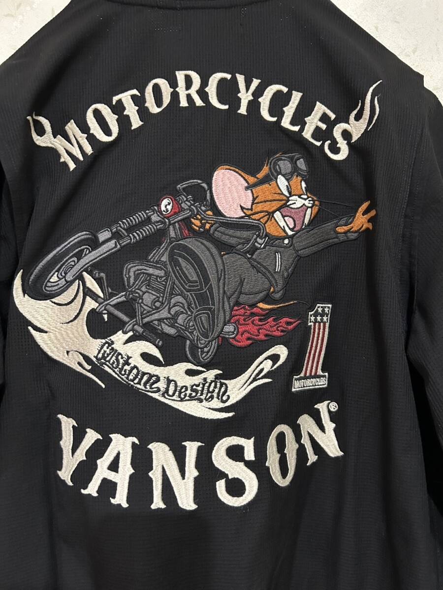 ＊バンソン VANSON×トムとジェリー TOM&JERRY バイク 刺繍 メッシュ フライトジャケット ジップブルゾン M       BJBD.Cの画像3
