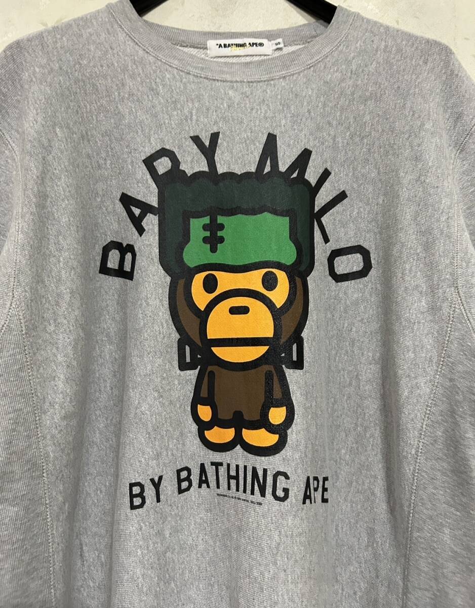 ＊アベイシングエイプ A BATHING APE BABY MILO プリント トレーナー S　　　　　　　BJBD.C_画像3