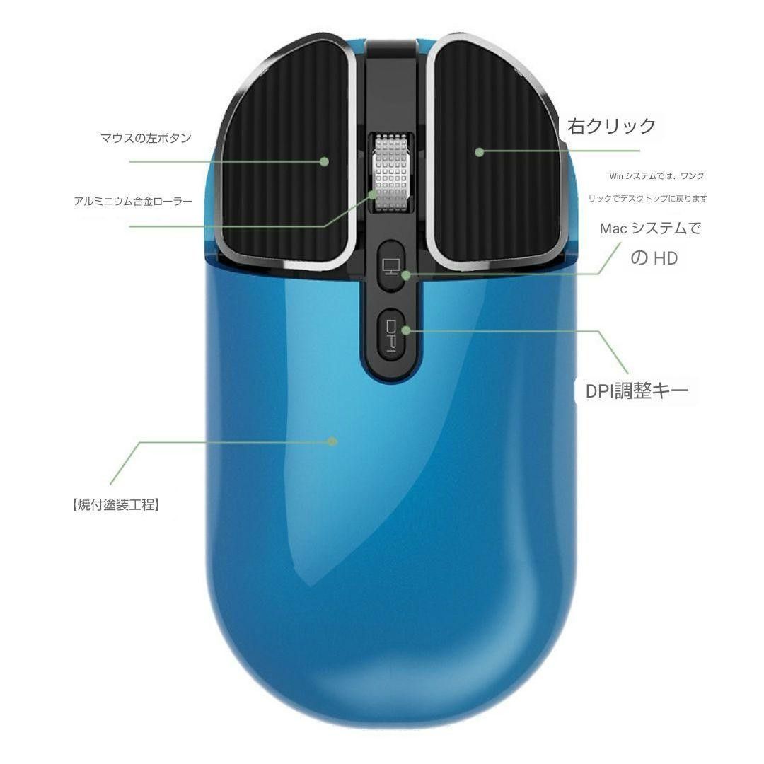 ワイヤレスマウス (色:チタングレイ)　2.4G+Bluetooth 充電式