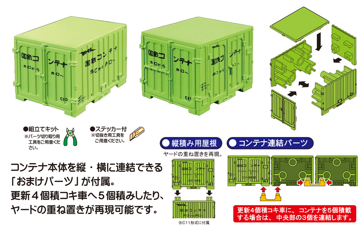 こんてにゃあ　国鉄コンテナＣ１１形式　６箱セット（おまけ：転写ステッカー付き）_画像7
