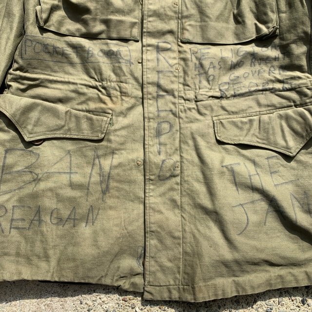 【S/M 34L】米軍実物 M43 パンク 手描き フィールドジャケット■ビンテージ オールド レトロ アメリカ古着 ミリタリー オリジナルの画像4