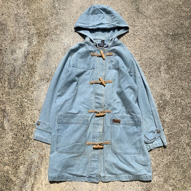 【L/XL】DENIM&Co. デニム ダッフルコート ジャケット アイスブルー■ビンテージ オールド レトロ アメリカ古着 ジージャン