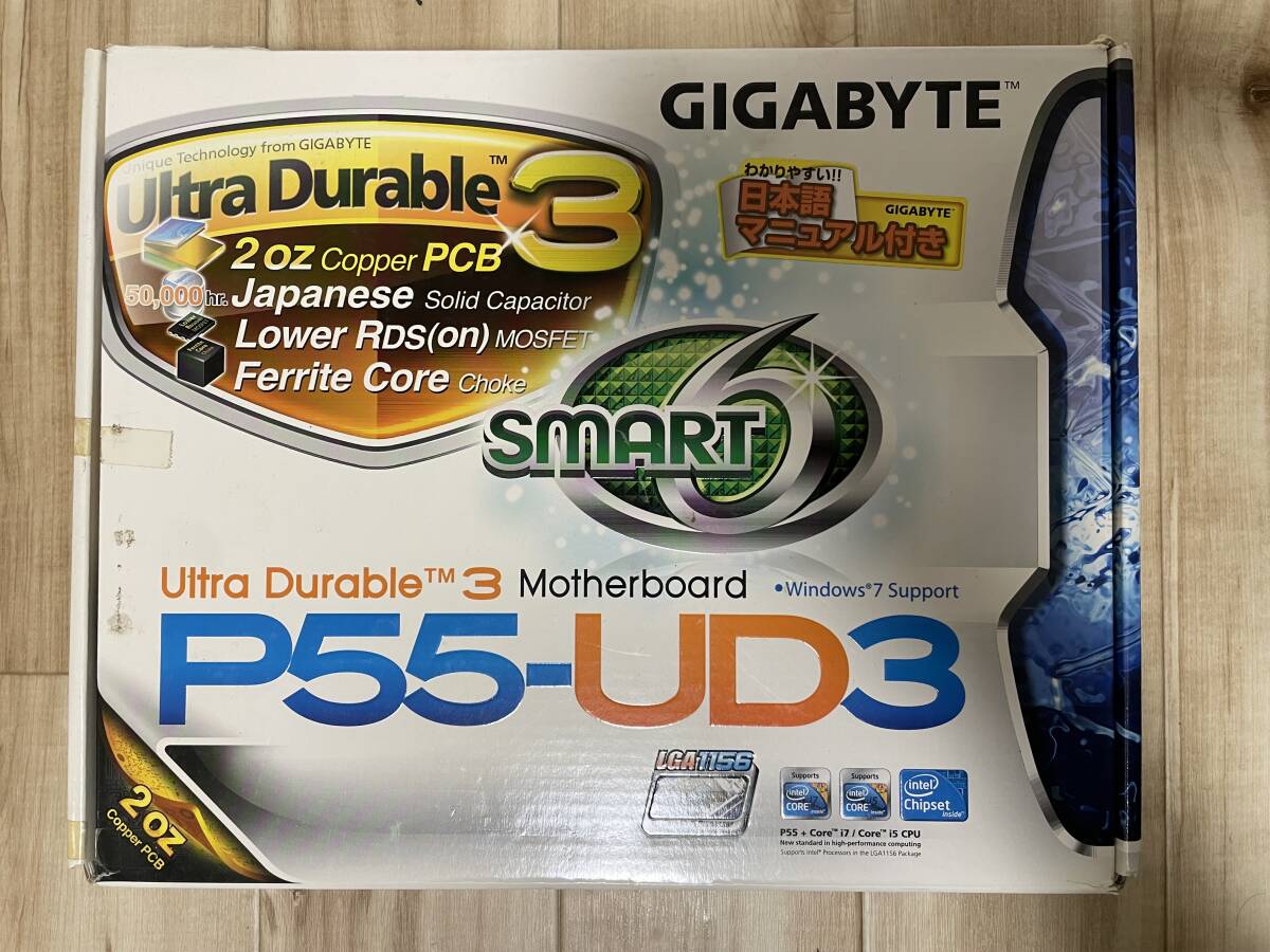 ジャンク GIGABYTE　GA-P55-UD3 LGA1156 CPU・メモリ付_画像1