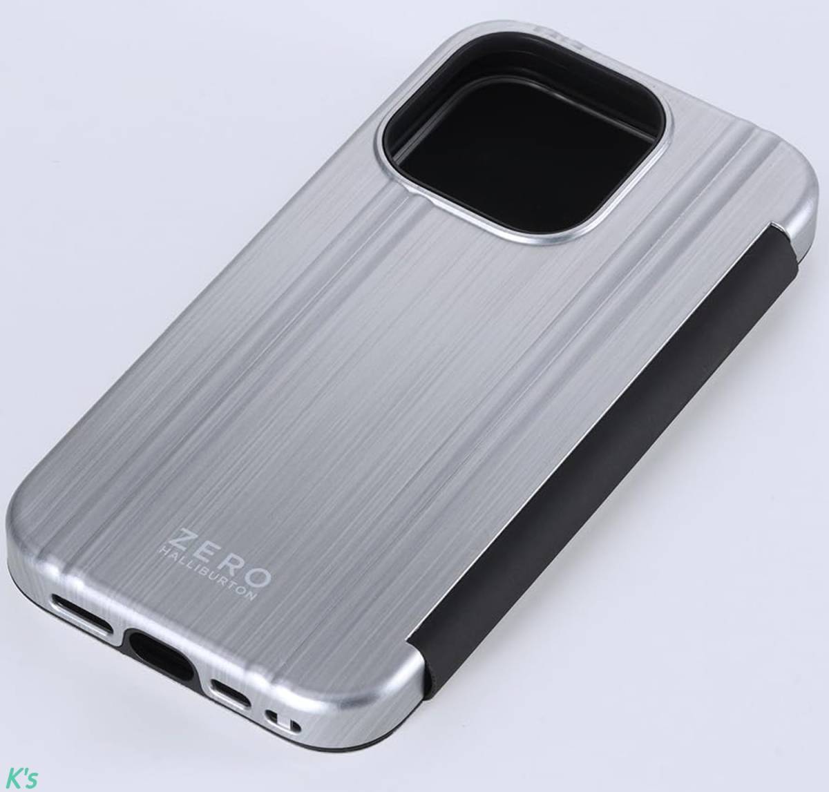  silver notebook type iPhone 15 Pro ZERO HALLIBURTON Hybrid Shockproof Flip Case case cover MagSafe correspondence strap holder attached 
