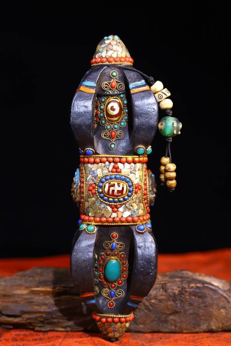 16800円 *珍品旧蔵*清 貝殼天珠法器 天然隕石 絲嵌寶石 純手工 16800円 *珍品旧蔵*清 貝殼天珠法器 天然隕石 絲嵌寶石 純手工