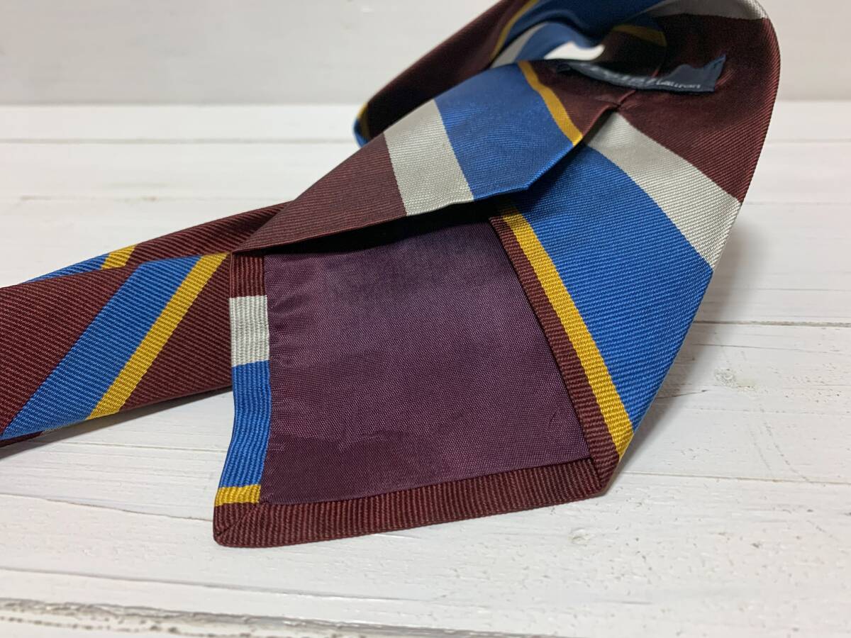 アメリカ製 ポロ ラルフローレン ネクタイ 茶 ブラウン レジメン ストライプ polo ralph lauren necktie made in usa シルク silk 米国製_画像4