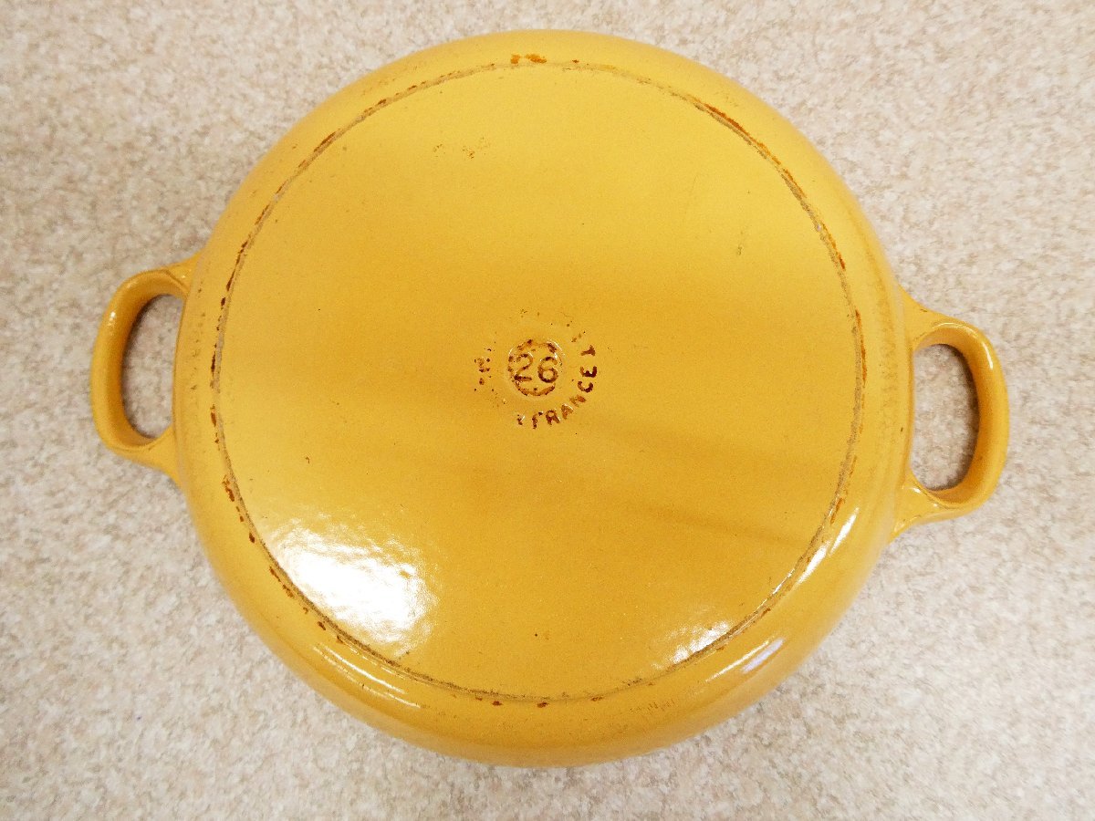 ○B) LE CREUSET ル・クルーゼ　両手鍋 ルクルーゼ 26cm 鍋 フランス製 浅鍋 調理器具_画像6