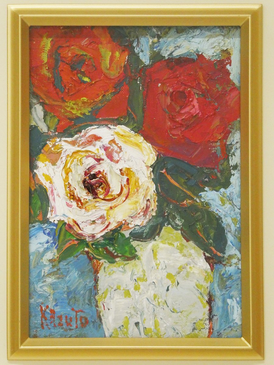# autograph one . peace person rose oil painting still-life picture SM number Zaimei frame entering!! two origin . member . tail beautiful . member Osaka (metropolitan area) .. piece exhibition great number rose .. flower. exist still life picture 