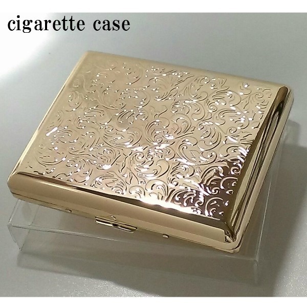 シガレットケース ロング レディース 20本 ゴールドアラベスク タバコケース たばこケース おしゃれ 金 頑丈 綺麗な煙草入れ メンズ_画像1