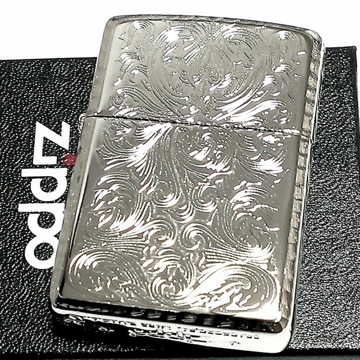 ZIPPO アーマー ジッポ ライター ５面繊細彫刻 中世模様 アラベスク プラチナシルバー かっこいい リューター加工_画像6